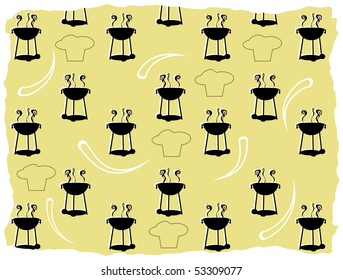 Abstract BBQ cooking pattern silhouette chef outline