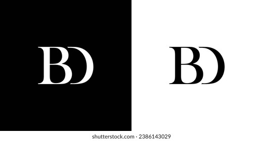 Abstract BD letter design logo logotype icon concept with a serif font and classic elegant style look vector illustration.