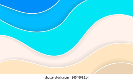 Abstract Beach Background Paper Style Summer Holiday Vector Illustration
