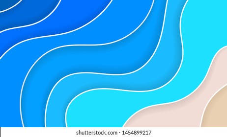 Abstract Beach Background Paper Style Summer Holiday Vector Illustration