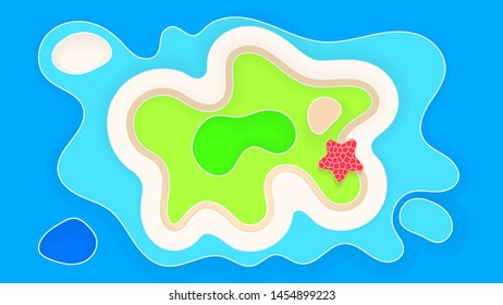 Abstract Beach Background Paper Style Summer Holiday Vector Illustration