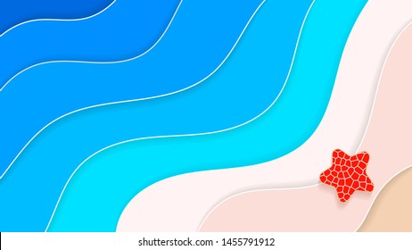 Abstract Beach Background Paper Style Summer Holiday Vector Illustration