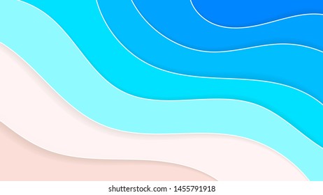 Abstract Beach Background Paper Style Summer Holiday Vector Illustration