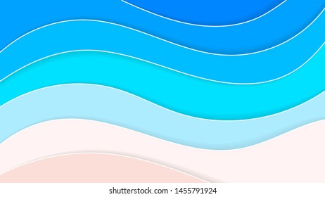 Abstract Beach Background Paper Style Summer Holiday Vector Illustration