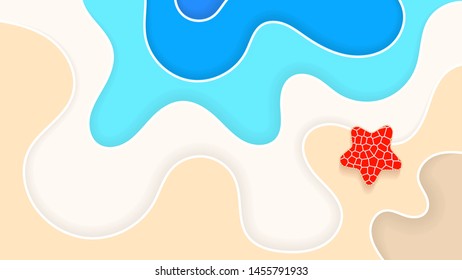 Abstract Beach Background Paper Style Summer Holiday Vector Illustration