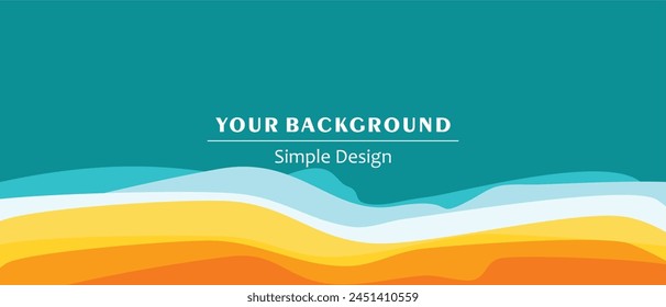 Abstract beach background, simple and natural design, golden sand and sea blue, for presentation needs.