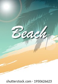 Abstrakter Strandbanner mit Palmen, Vektorgrafik.