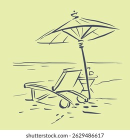 Abstract of beach chair and umbrella vector for illustration, card, decoration