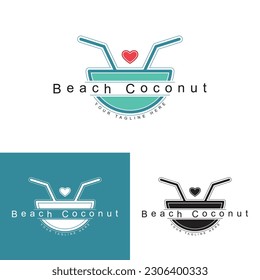 Abstract beach coconut logo vector design template.
