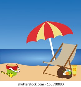 abstract beach with different beach icons on it 