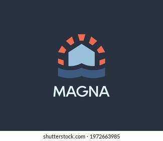 Abstract beach house logo design template. Universal resort, bungalow, rest logo vector emblem sign symbol mark logotype.