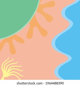 Abstract beach illustration design with touches of sea plants and coral.