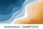 Abstract beach landscape vector with layered waves and sand. Modern ocean shoreline illustration perfect for summer design, travel posters, backgrounds, nature art, wall decor, and creative graphic