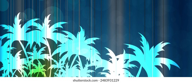 Abstract beach with palm trees and blue ocean