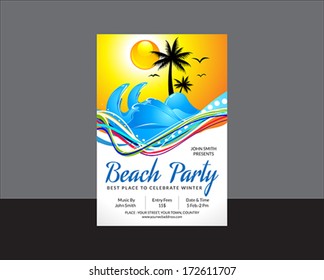 abstract beach party flyer vector illustration
