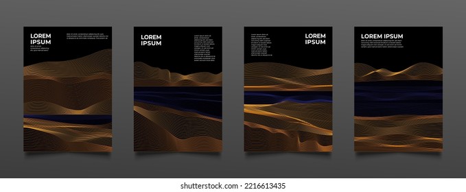Abstract beach and sea gradients lines backgrounds cover design set for flyers, brochures, posters, cards, web, banners, app, catalogs, notebooks