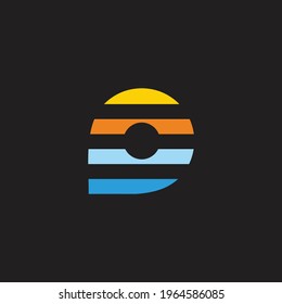 abstract beach sunset pin location symbol vector