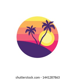 Abstract Beach Tree Wave logo Template