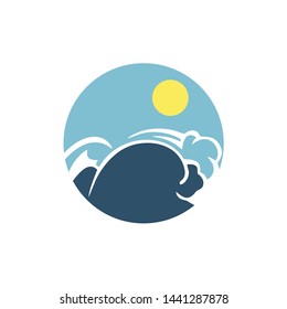 Abstract Beach Tree Wave logo Template