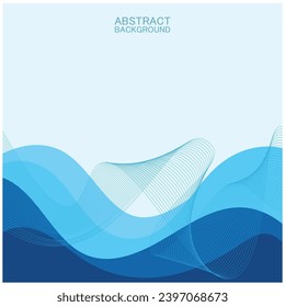 Abstract beach wave background design with blue vector combination, concept design for book cover, wallpaper, swimming pool, marine, lake