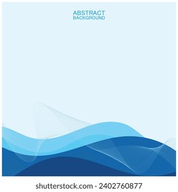 Abstract beach wave background design with blue vector combination, concept design for book cover, wallpaper, swimming pool, marine, lake