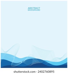 Abstract beach wave background design with blue vector combination, concept design for book cover, wallpaper, swimming pool, marine, lake