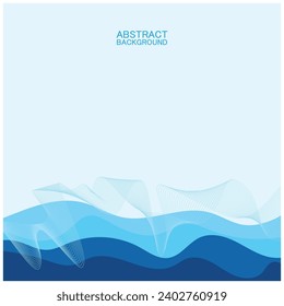 Abstract beach wave background design with blue vector combination, concept design for book cover, wallpaper, swimming pool, marine, lake
