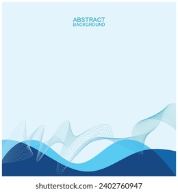 Abstract beach wave background design with blue vector combination, concept design for book cover, wallpaper, swimming pool, marine, lake