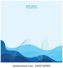Abstraktes Strandwellenhintergrund mit blauer Vektorkombination, Design für Buchcover, Tapete, Pool, Meer, See
