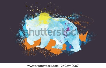 abstract bear blue watercolour texture background , bear drawing watercolour, bear animal painting, oil painting, acrylic painting.eps10