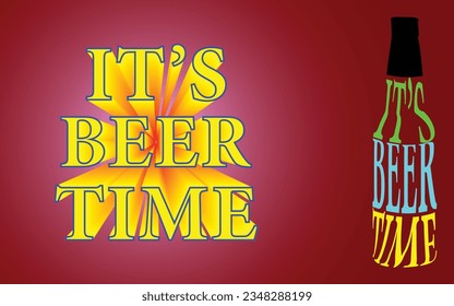 Abstract bear bottle with "It's bear time" , template for banner, poster, vector art illustration
