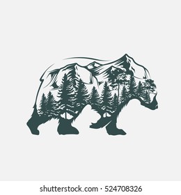 Abstract bear and forest