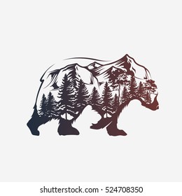 Abstract bear and forest