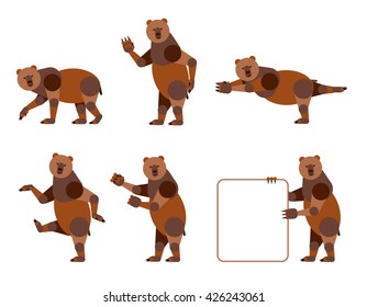 Abstract bear set. Isolated on white background. Vector colorful illustration.