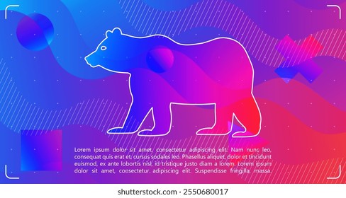Abstract bear-themed background featuring a vibrant mix of geometric shapes and colorful waves. A bold, artistic design perfect for adding a modern and dynamic touch to any creative project.
