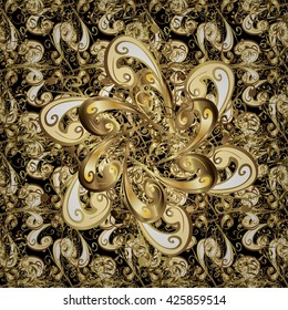 Abstract beautiful background with golden elements on black background