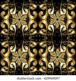 Abstract beautiful background with golden elements on black background