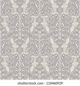 Abstract beautiful background, royal, damask ornament, vintage, rich silver seamless pattern, luxury vector wallpaper, floral, oldest style fashioned arabesque fabric for decoration and design