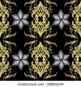 Abstract beautiful background, royal, damask ornament, vintage, rich seamless pattern, luxury, artistic vector wallpaper, floral, oldest style fashioned arabesque fabric for decoration and design