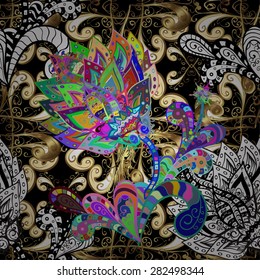 Abstract beautiful background, royal, damask ornament, vintage, rich seamless pattern, luxury, artistic vector wallpaper, floral, oldest style fashioned arabesque fabric for decoration and design