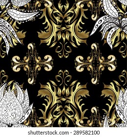 Abstract beautiful background, royal, damask ornament, vintage, rich seamless pattern, luxury, artistic vector wallpaper, floral, oldest style fashioned arabesque fabric for decoration and design
