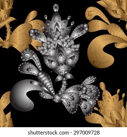 Abstract beautiful background, royal, damask ornament, vintage, rich seamless pattern, luxury, artistic vector wallpaper, floral, oldest style fashioned arabesque fabric for decoration and design