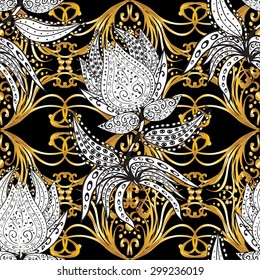 Abstract beautiful background, royal, damask ornament, vintage, rich seamless pattern, luxury, artistic vector wallpaper, floral, oldest style fashioned arabesque fabric for decoration and design 