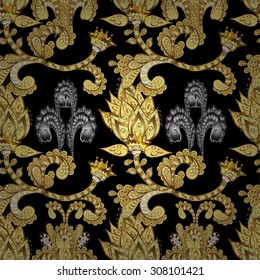 Abstract beautiful background, royal, damask ornament, vintage, rich seamless pattern, luxury, artistic vector wallpaper, floral, oldest style fashioned arabesque fabric for decoration and design