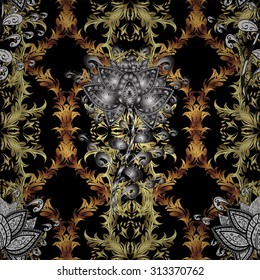Abstract beautiful background, royal, damask ornament, vintage, rich seamless pattern, luxury, artistic vector wallpaper, floral, oldest style fashioned arabesque fabric for decoration and design 