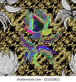 Abstract beautiful background, royal, damask ornament, vintage, rich seamless pattern, luxury, artistic vector wallpaper, floral, oldest style fashioned arabesque fabric for decoration and design