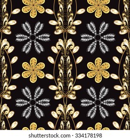 Abstract beautiful background, royal, damask ornament, vintage, rich seamless pattern, luxury, artistic vector wallpaper, floral, oldest style fashioned arabesque fabric for decoration and design