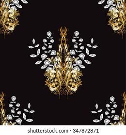 Abstract beautiful background, royal, damask ornament, vintage, rich seamless pattern, luxury, artistic vector wallpaper, floral, oldest style fashioned arabesque fabric for decoration and design