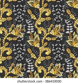 Abstract beautiful background, royal, damask ornament, vintage, rich seamless pattern, luxury, artistic vector wallpaper, floral, oldest style fashioned arabesque fabric for decoration and design