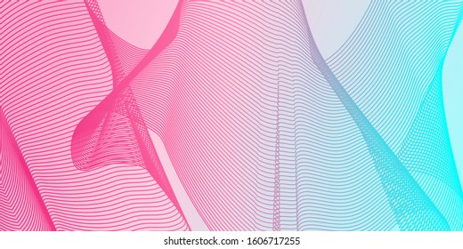 Abstract beautiful background from various curved lines and waves, ribbons, pink and blue spirals symbolizing infinity. The background. Texture.